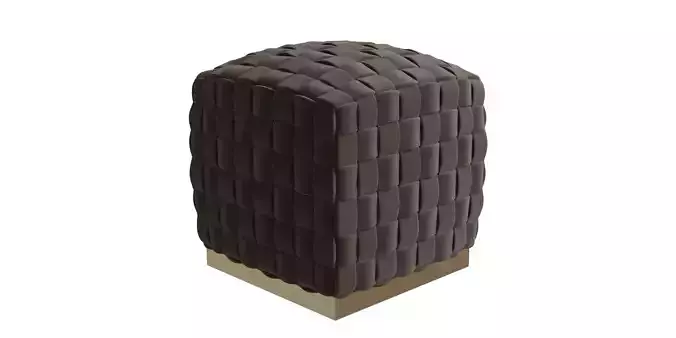 Round Cube Velvet Ottoman