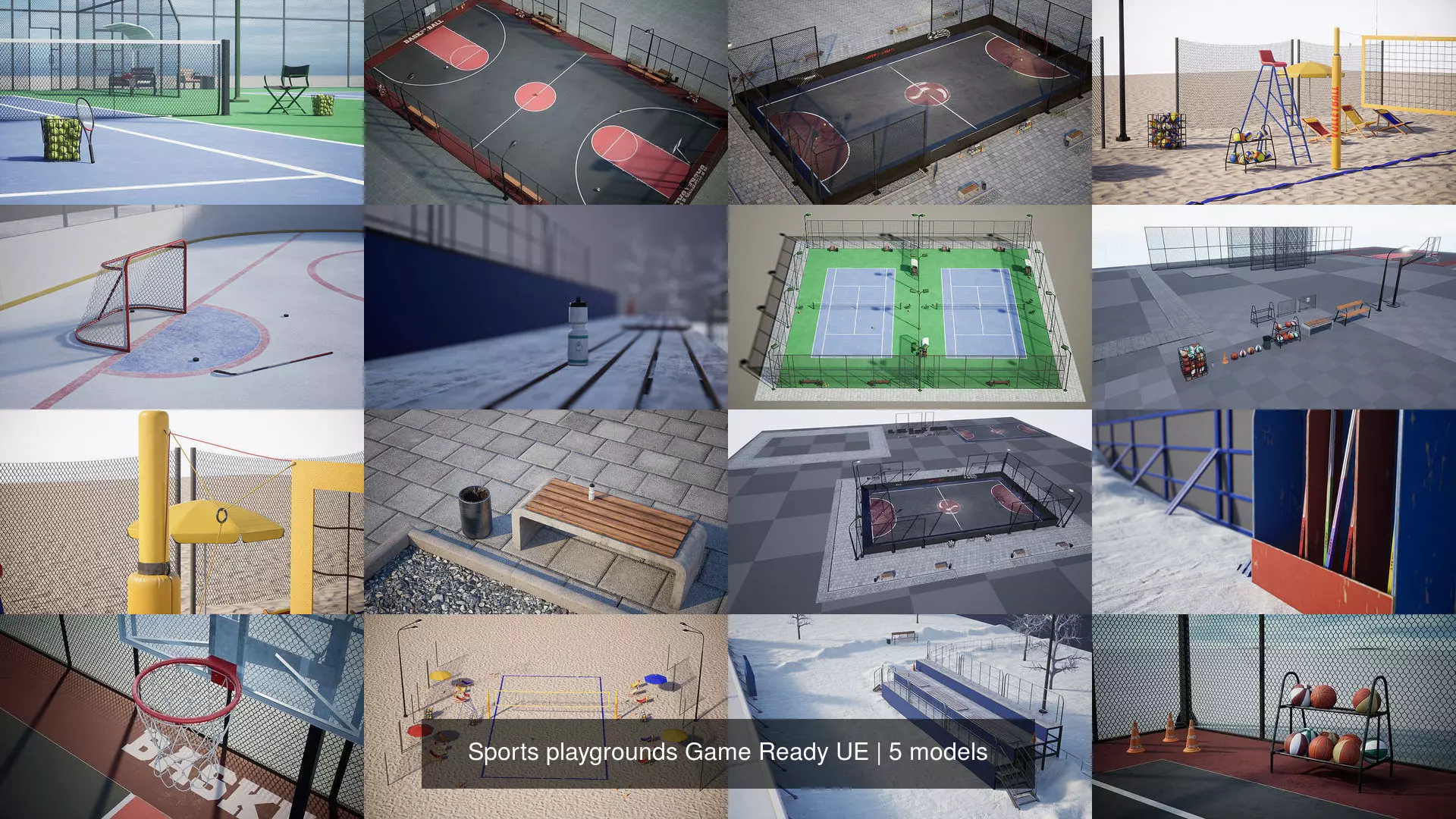 Sports playgrounds Game Ready UE 3D Model Collection_0