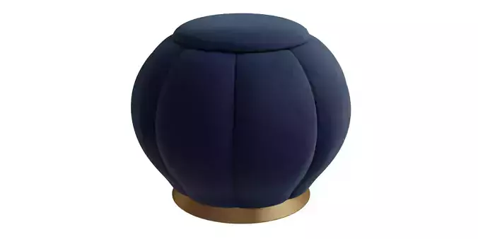 Curved Blue Velvet Ottoman