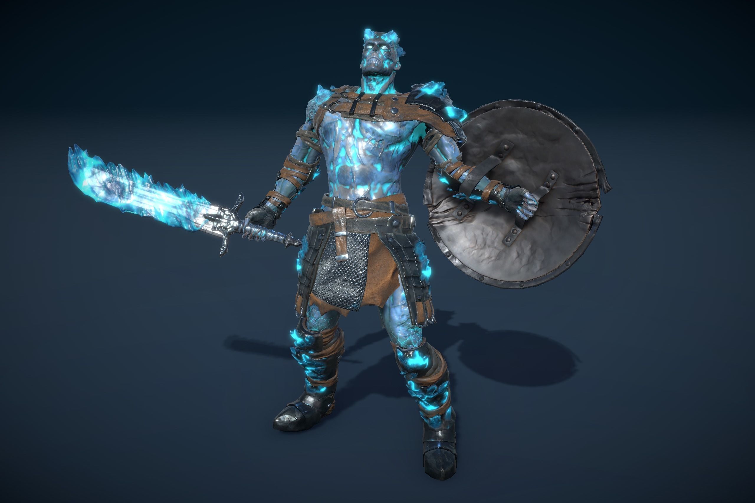 Draugr Warrior With Sword And Shield Low-poly 3D model_5