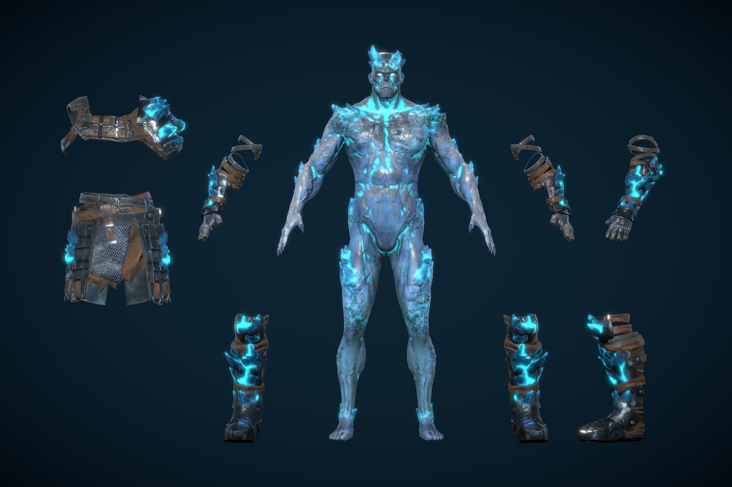 Draugr Warrior With Sword And Shield Low-poly 3D model_7