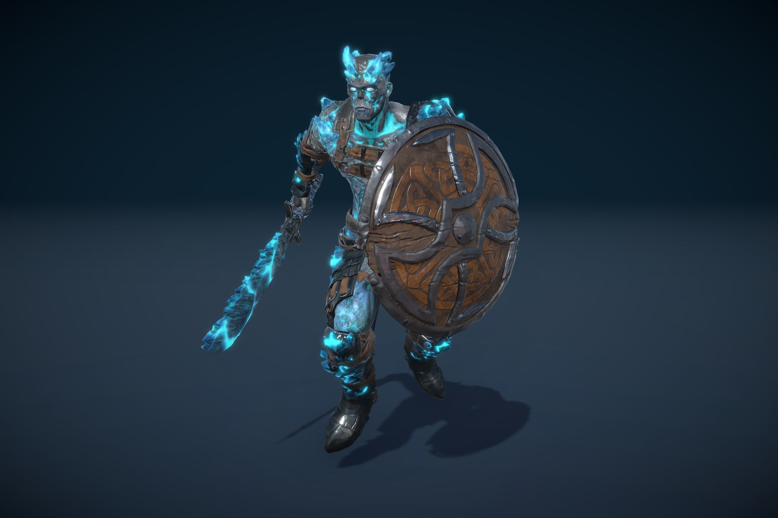 Draugr Warrior With Sword And Shield Low-poly 3D model_4