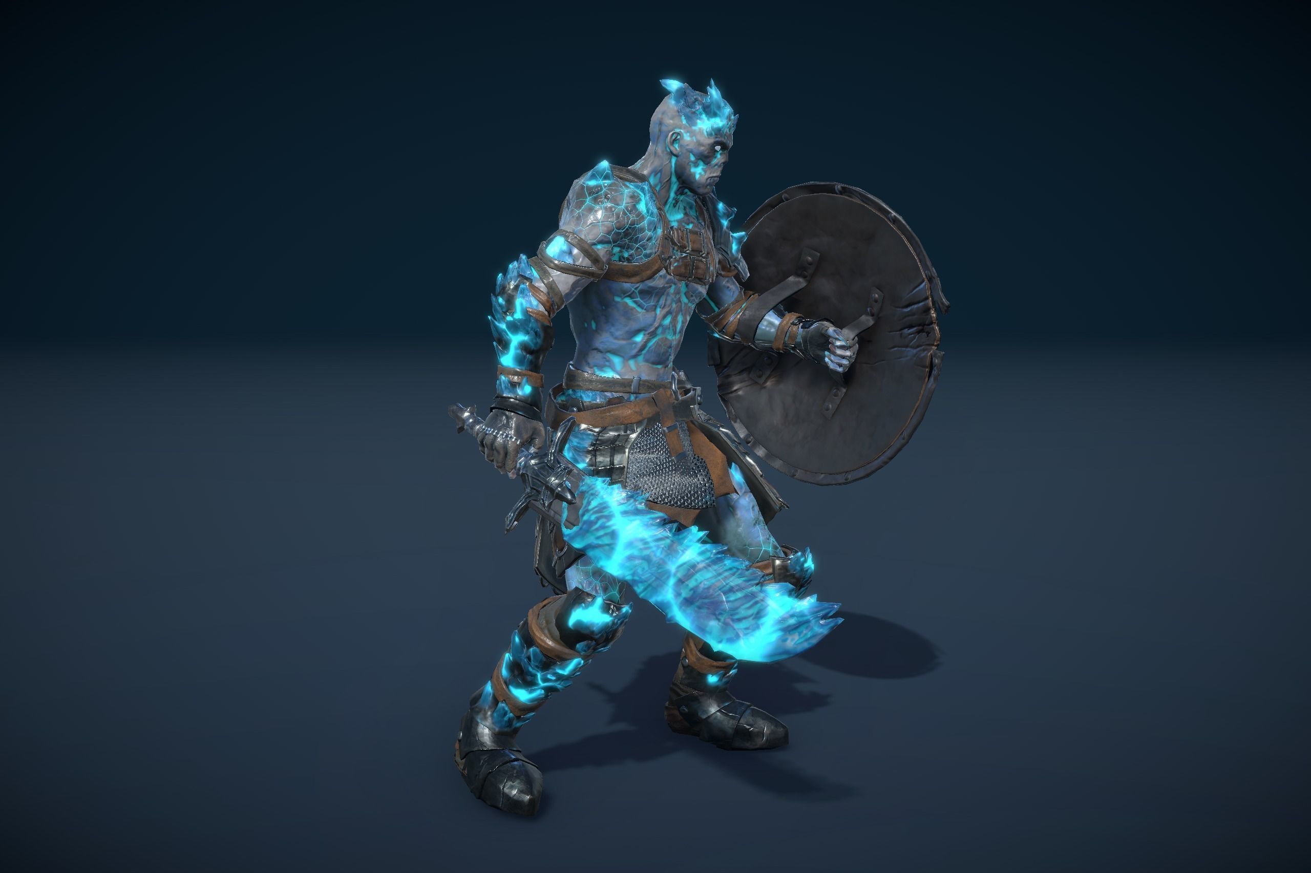 Draugr Warrior With Sword And Shield Low-poly 3D model_3