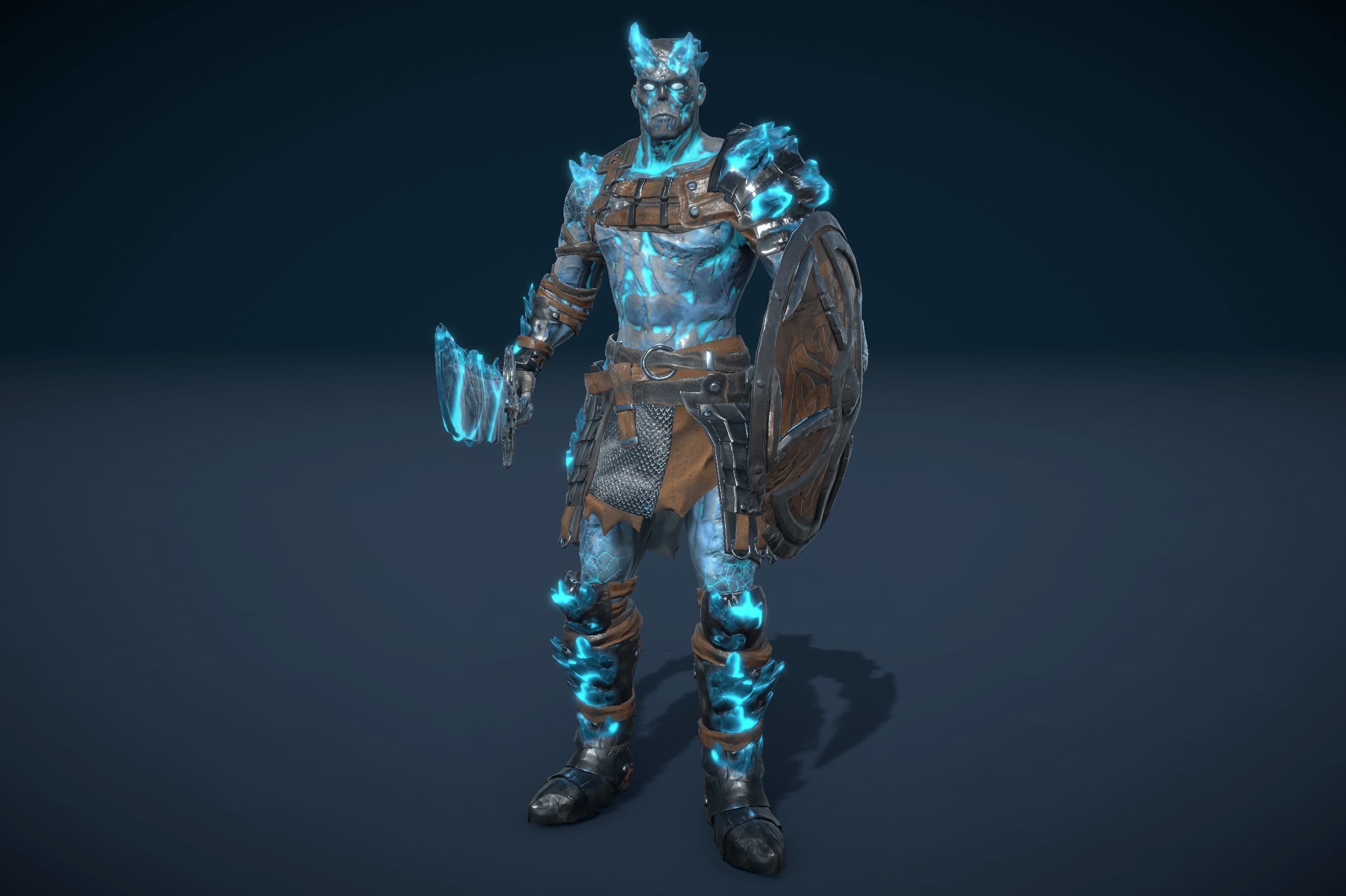 Draugr Warrior With Sword And Shield Low-poly 3D model_2