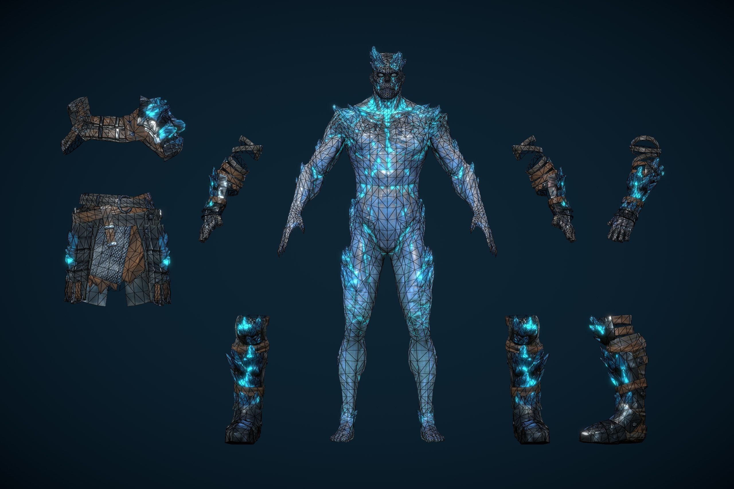 Draugr Warrior With Sword And Shield Low-poly 3D model_9