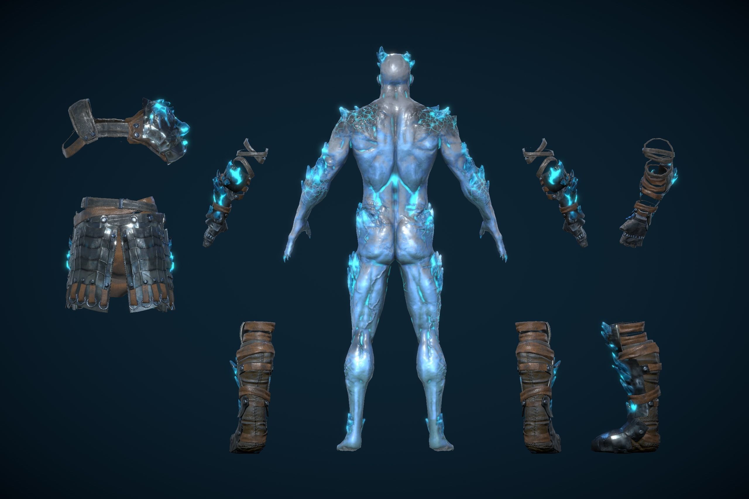 Draugr Warrior With Sword And Shield Low-poly 3D model_8