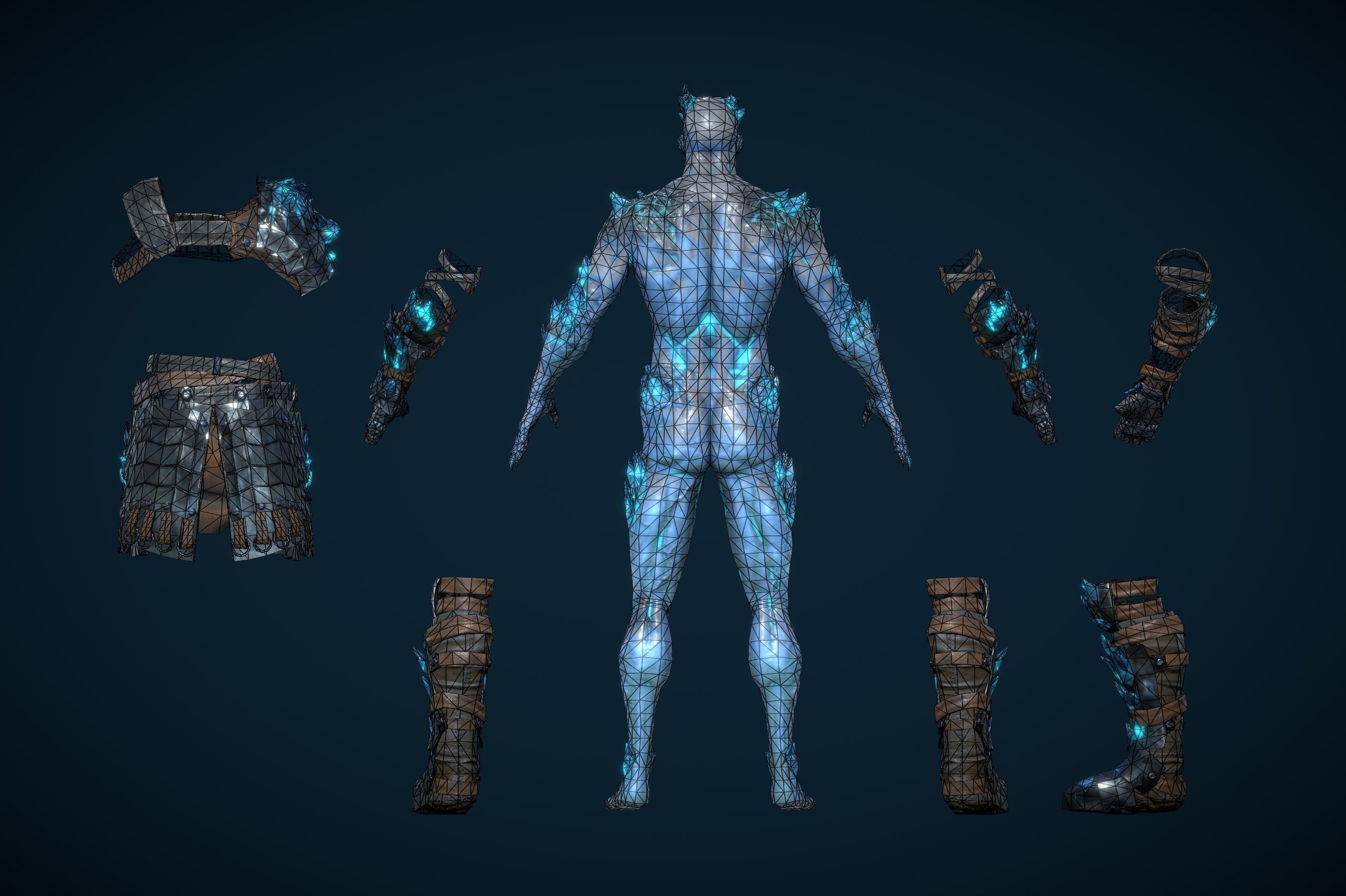 Draugr Warrior With Sword And Shield Low-poly 3D model_10