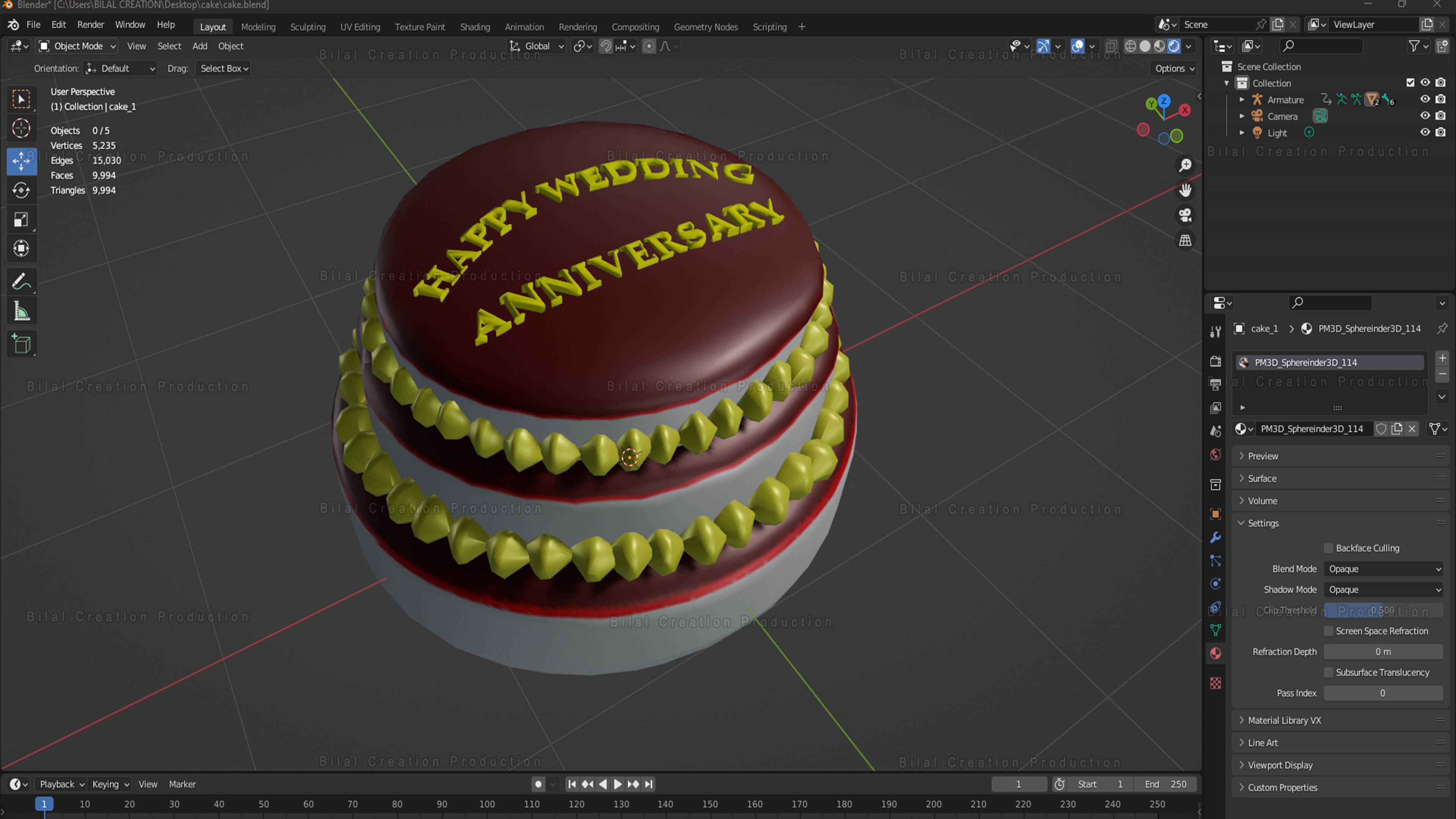 Marriage Anniversary Cake FREE Low-poly 3D model_13