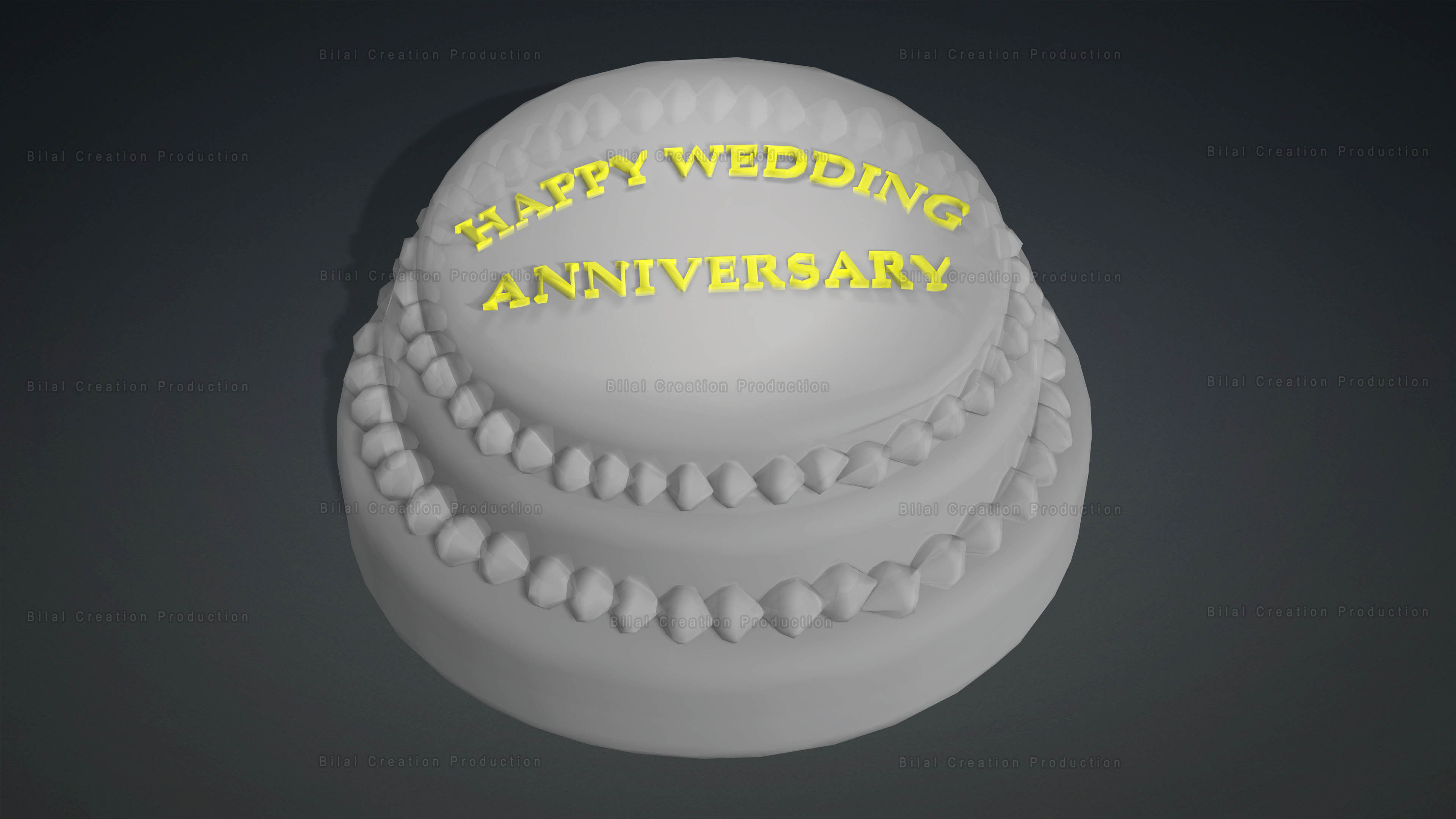 Marriage Anniversary Cake FREE Low-poly 3D model_17