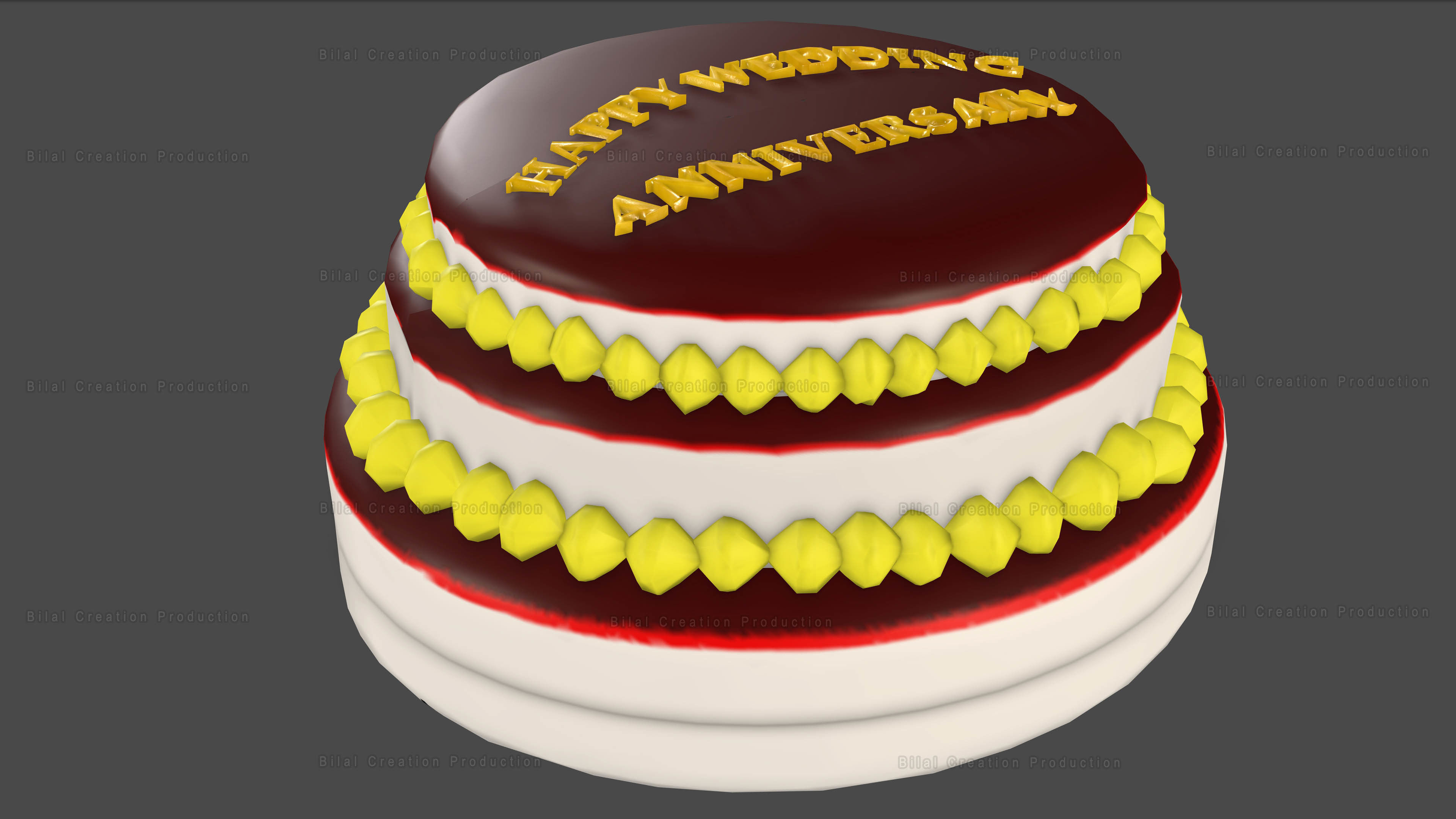 Marriage Anniversary Cake FREE Low-poly 3D model_2
