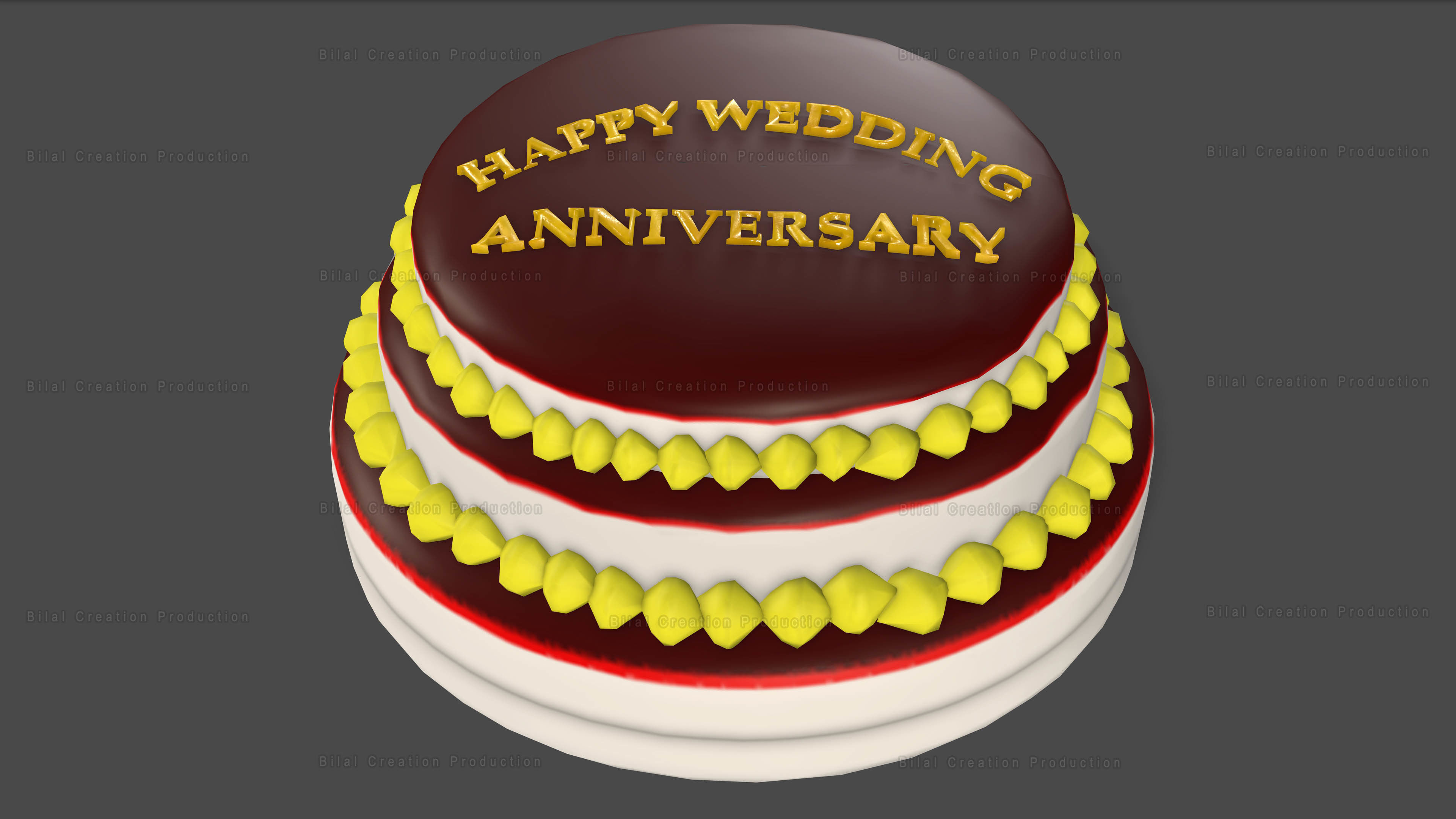 Marriage Anniversary Cake FREE Low-poly 3D model_8
