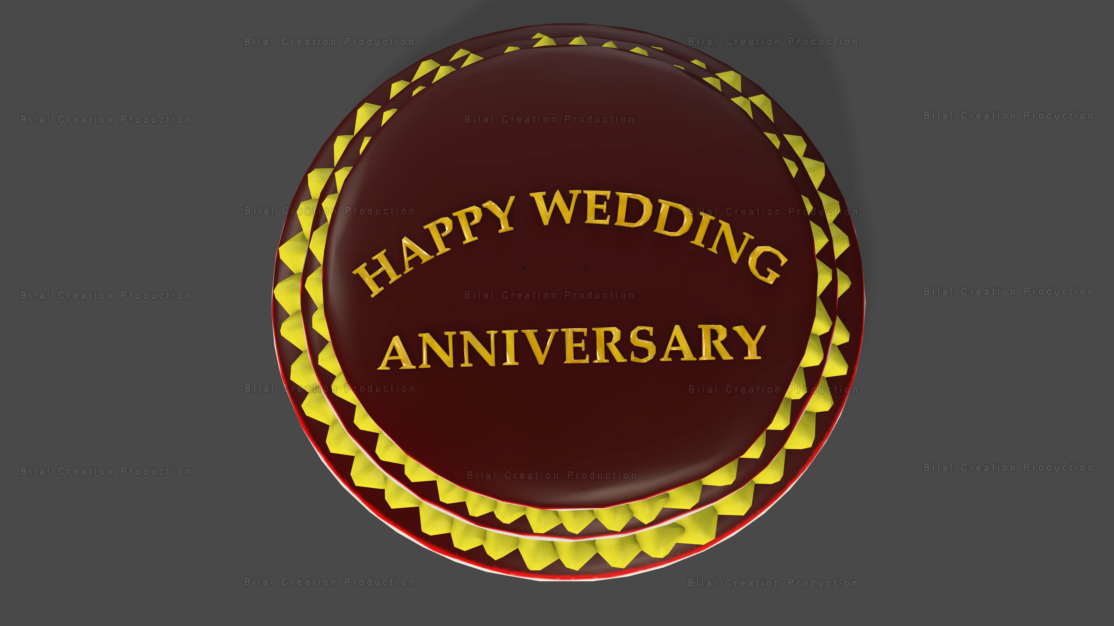 Marriage Anniversary Cake FREE Low-poly 3D model_7