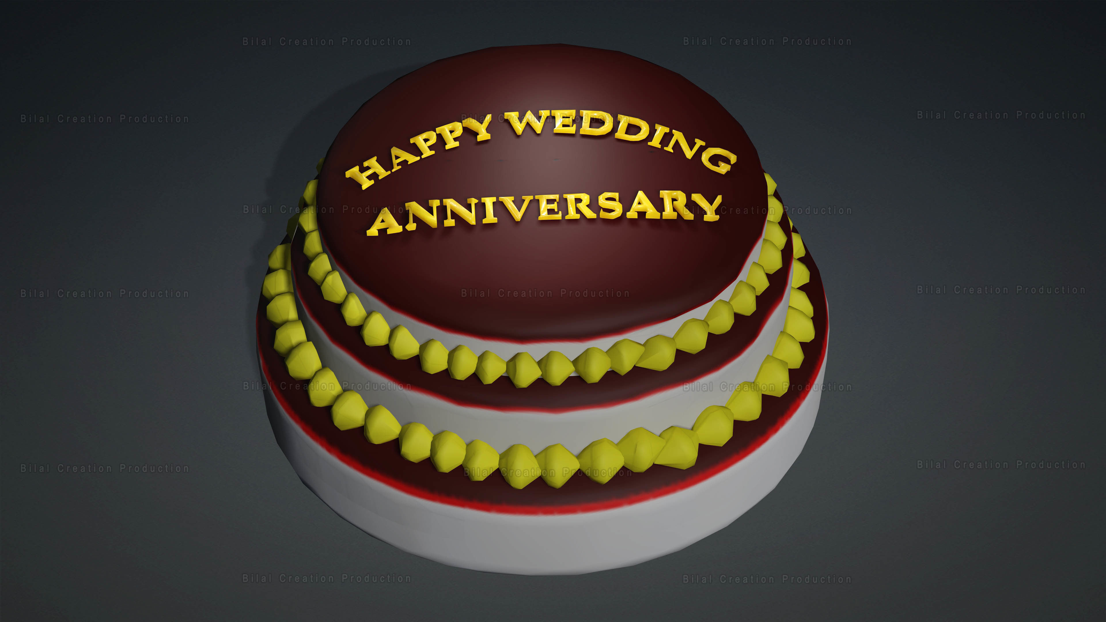 Marriage Anniversary Cake FREE Low-poly 3D model_3