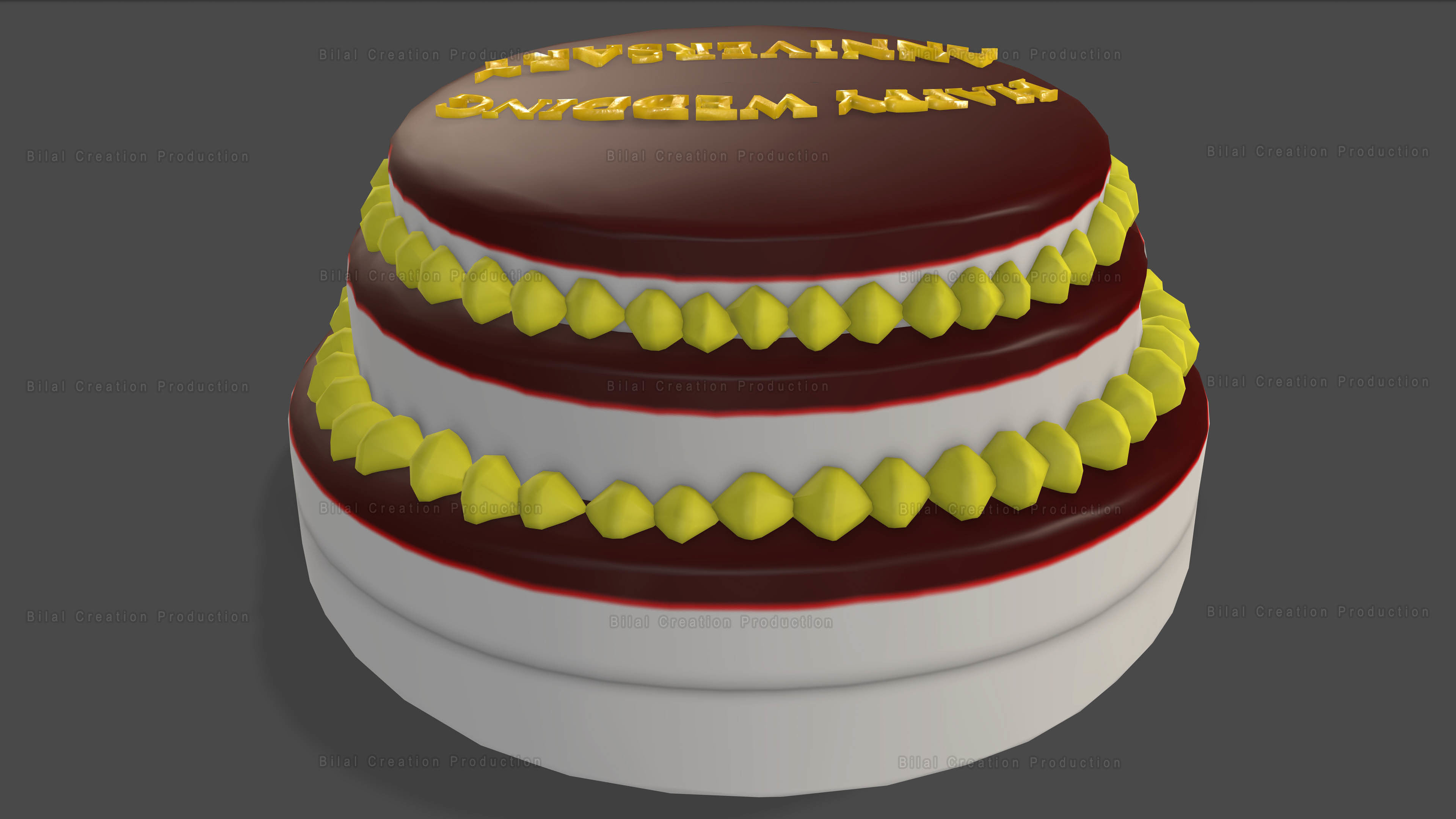 Marriage Anniversary Cake FREE Low-poly 3D model_9