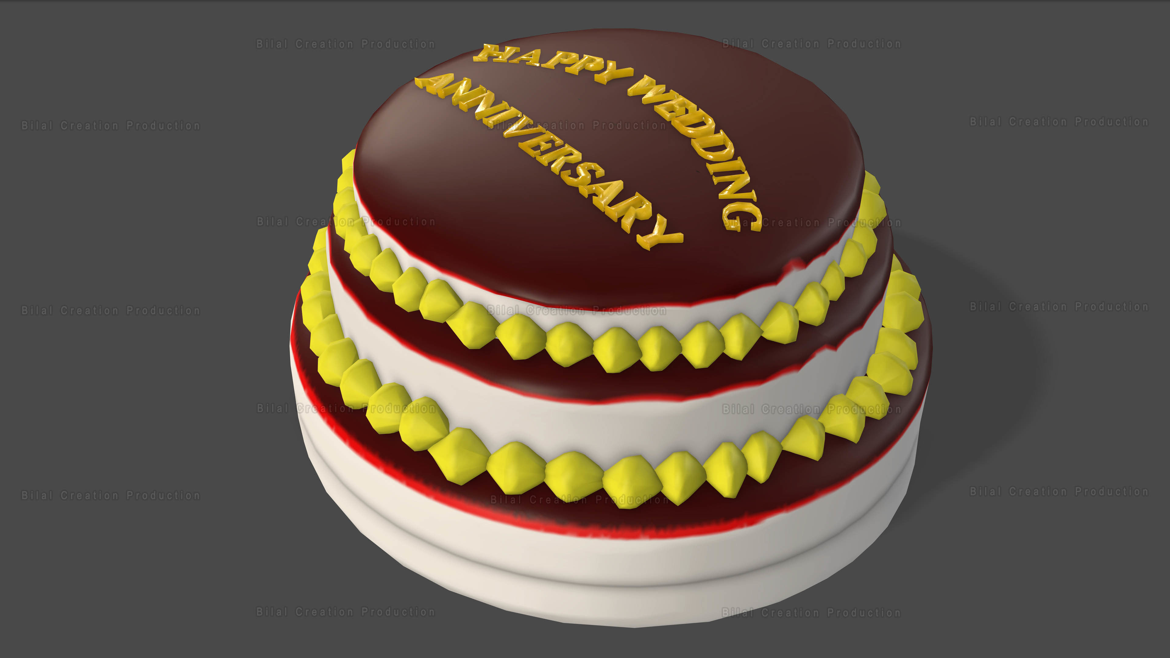 Marriage Anniversary Cake FREE Low-poly 3D model_5