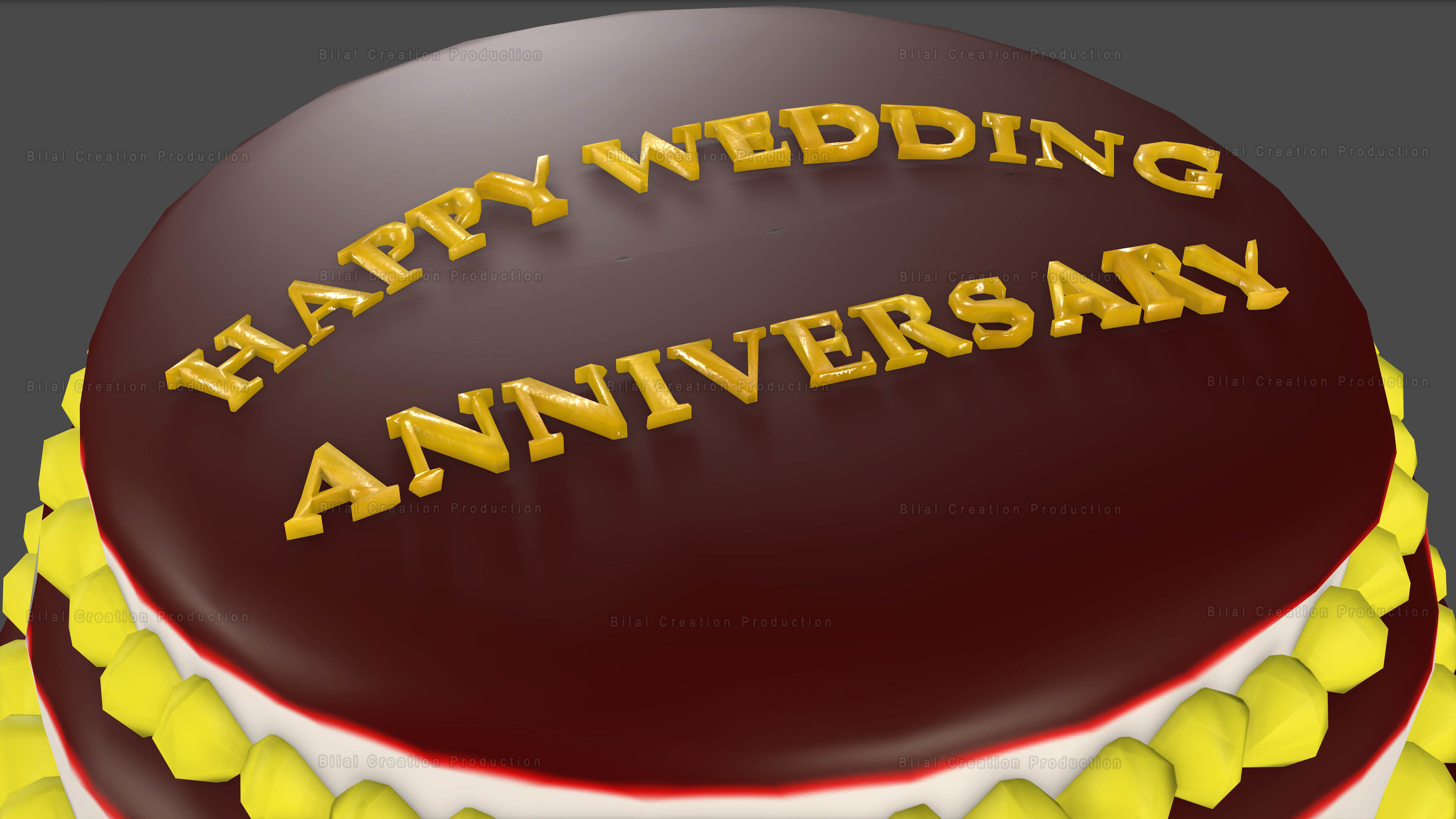 Marriage Anniversary Cake FREE Low-poly 3D model_6