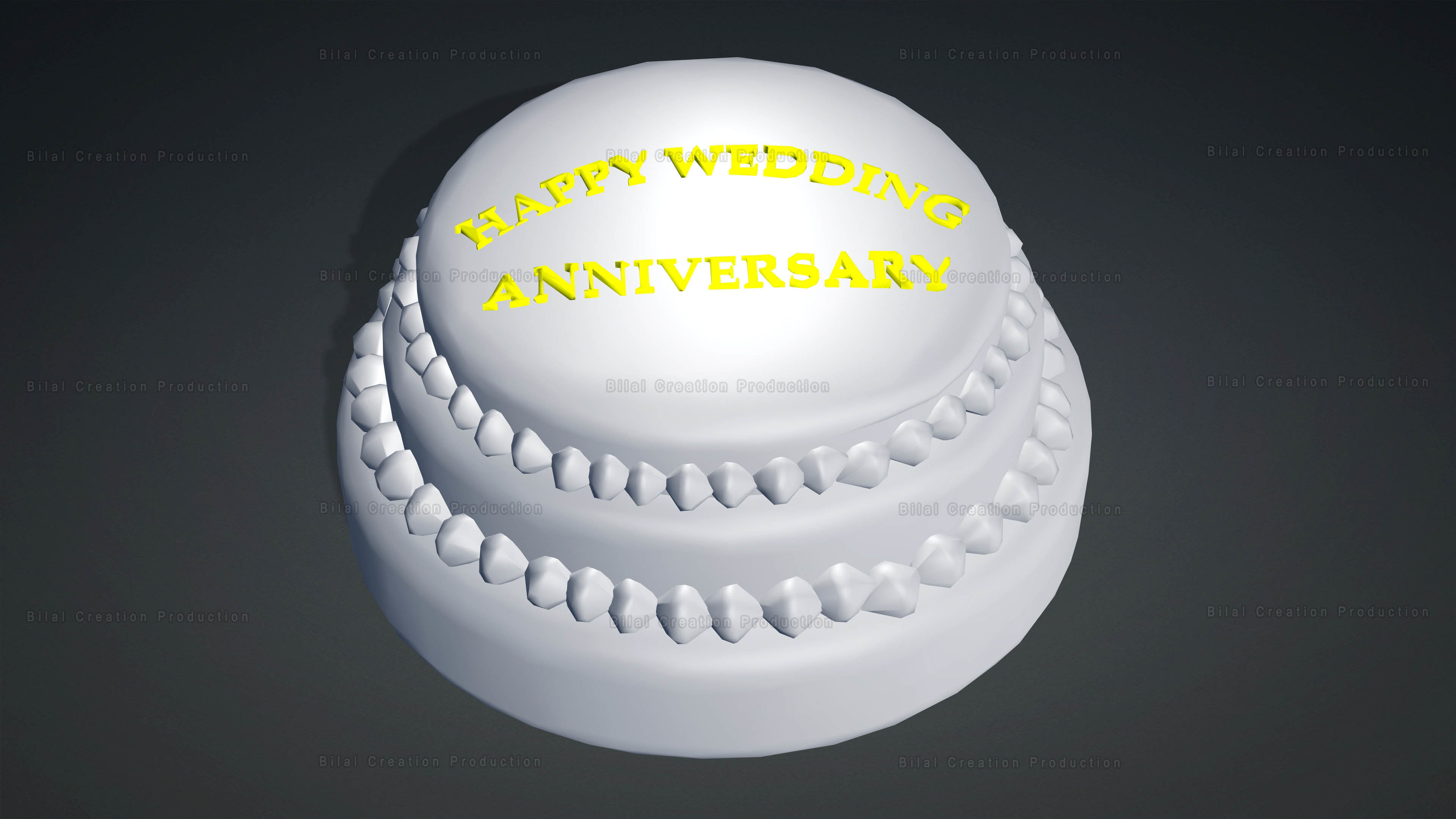 Marriage Anniversary Cake FREE Low-poly 3D model_16