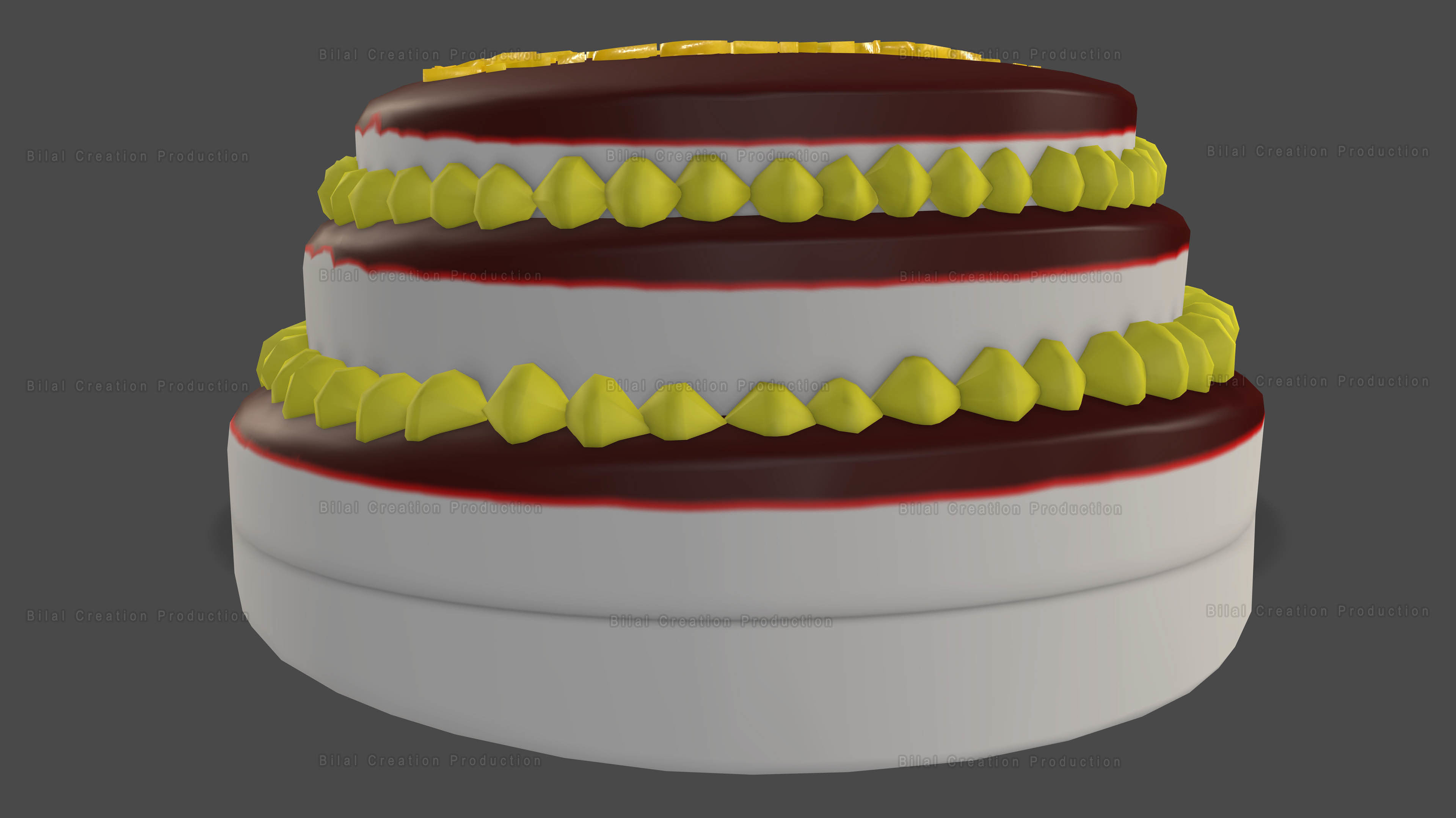 Marriage Anniversary Cake FREE Low-poly 3D model_10