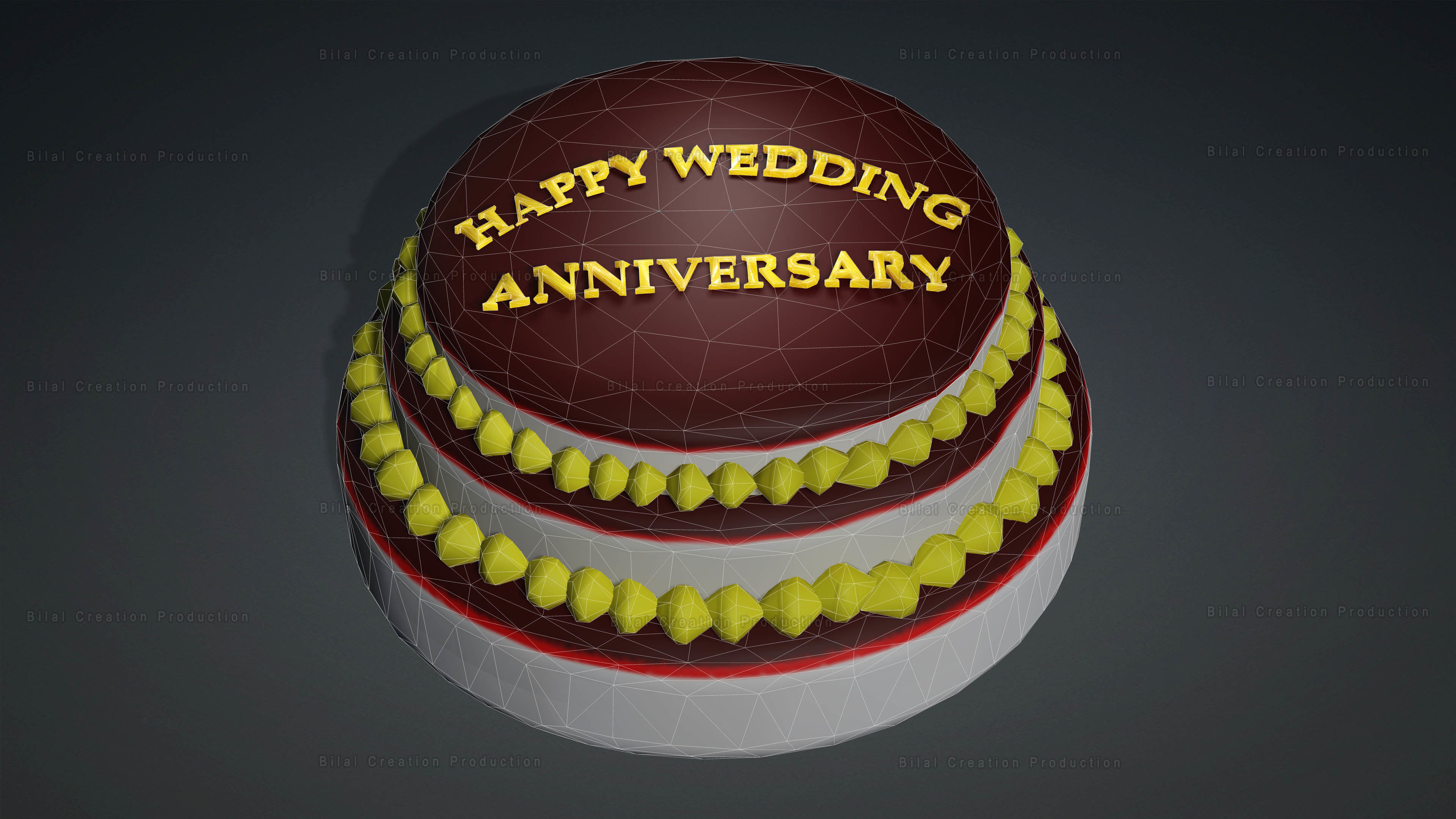 Marriage Anniversary Cake FREE Low-poly 3D model_15