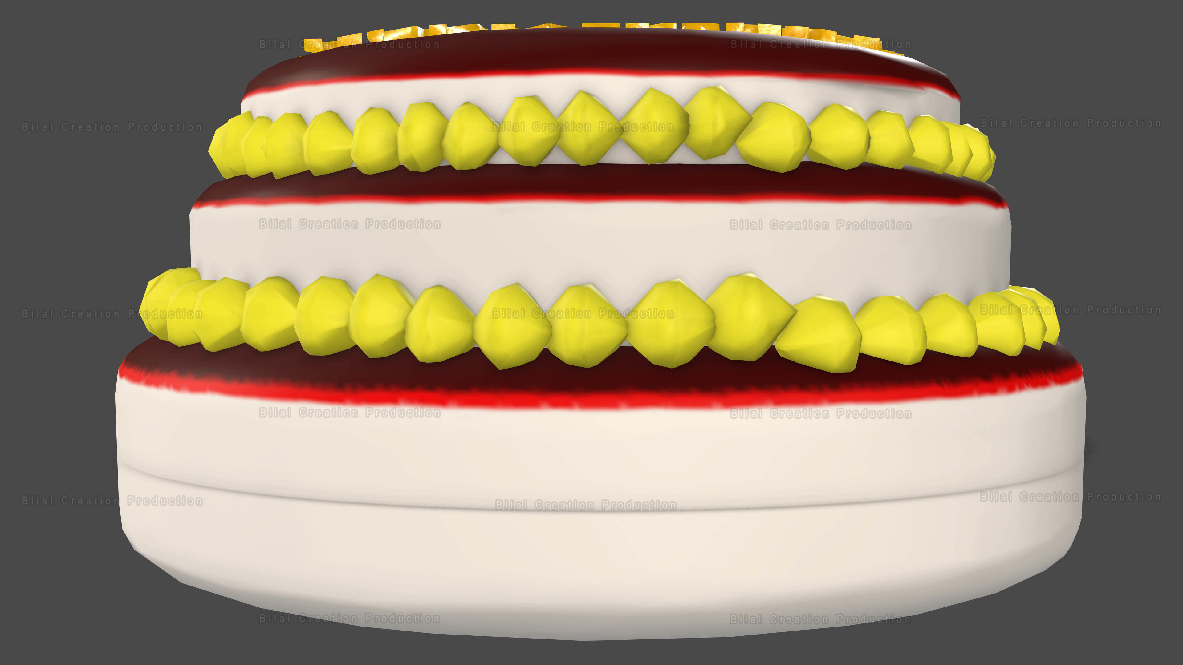 Marriage Anniversary Cake FREE Low-poly 3D model_4