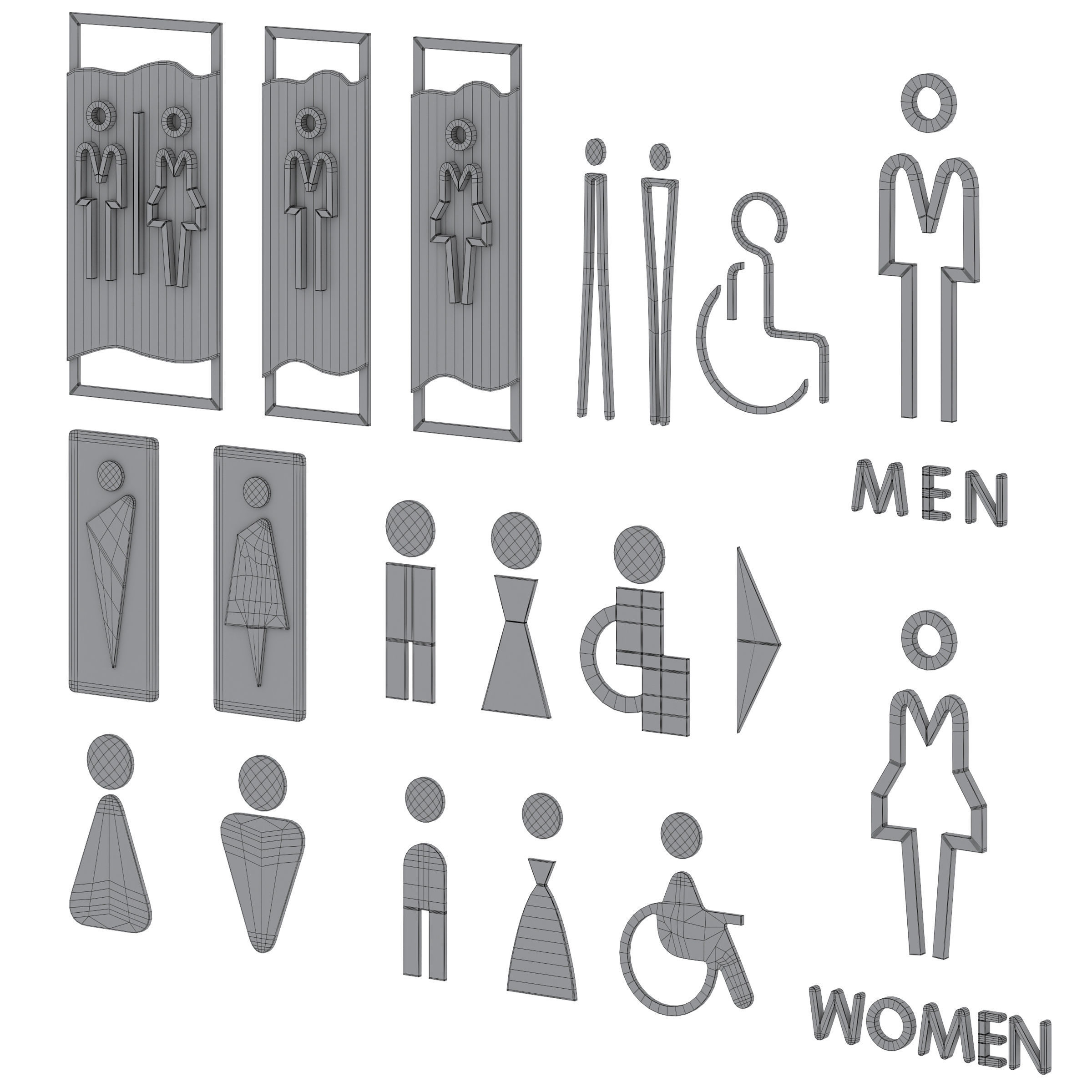 Restroom Directional Door Signs 3D model_6