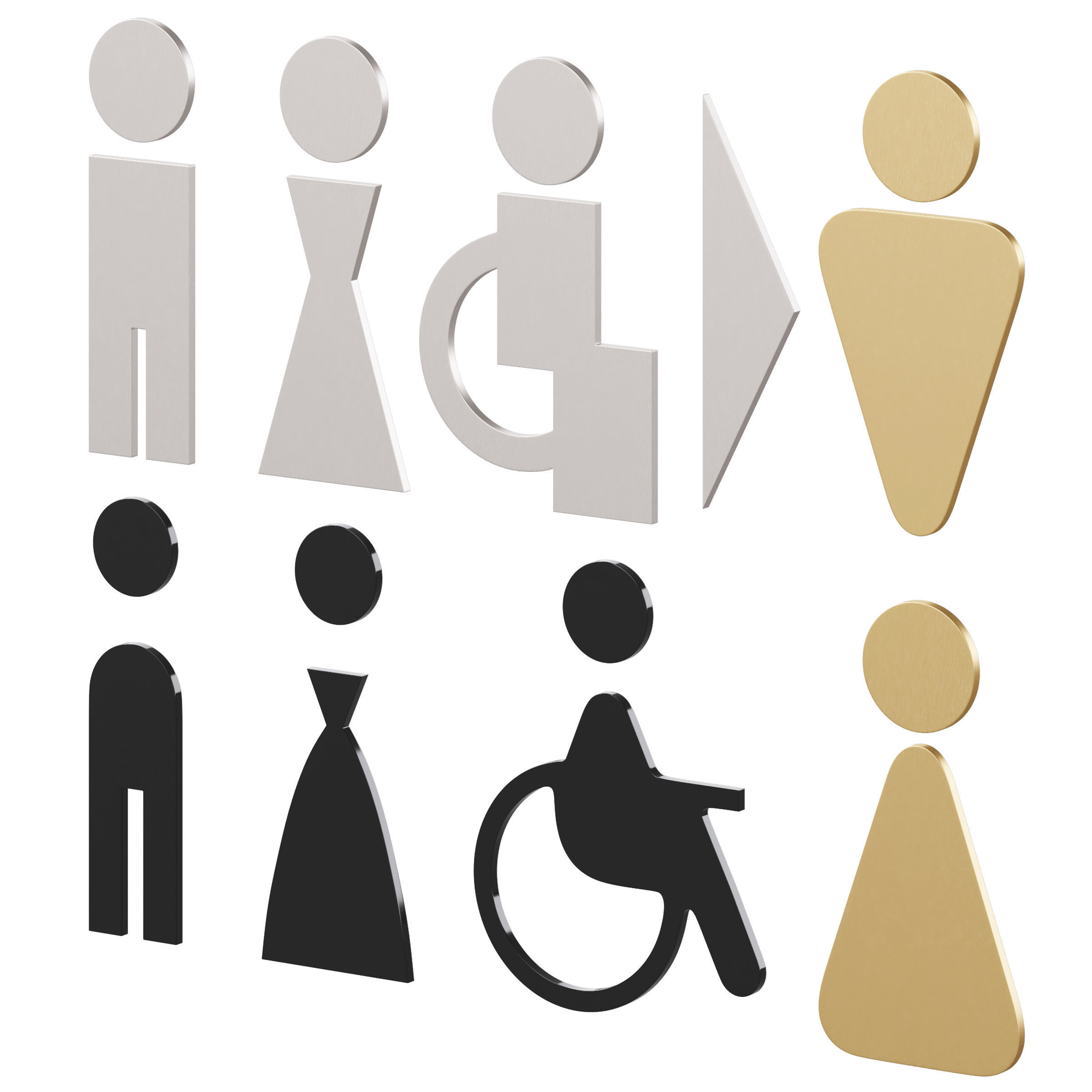 Restroom Directional Door Signs 3D model_3