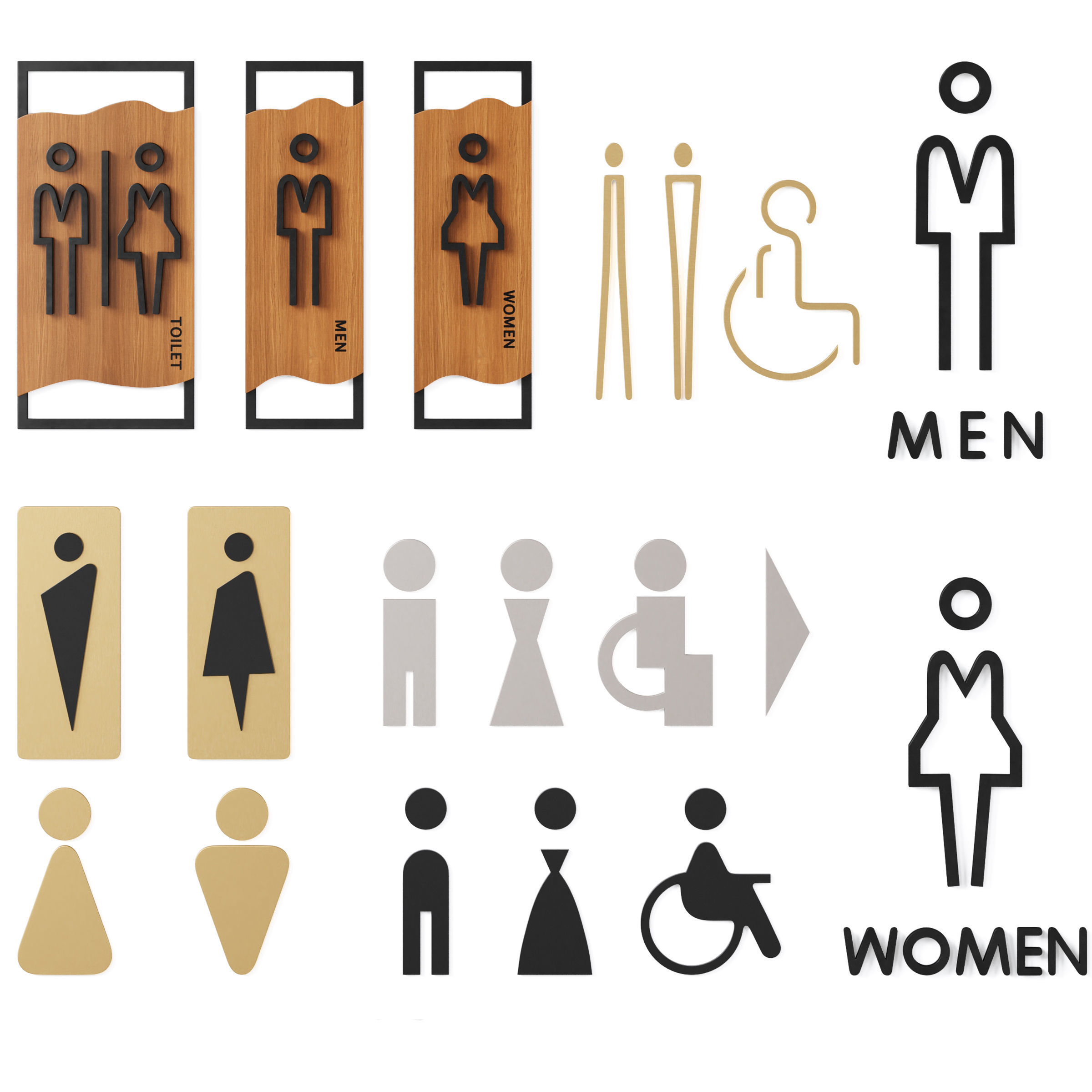 Restroom Directional Door Signs 3D model_1