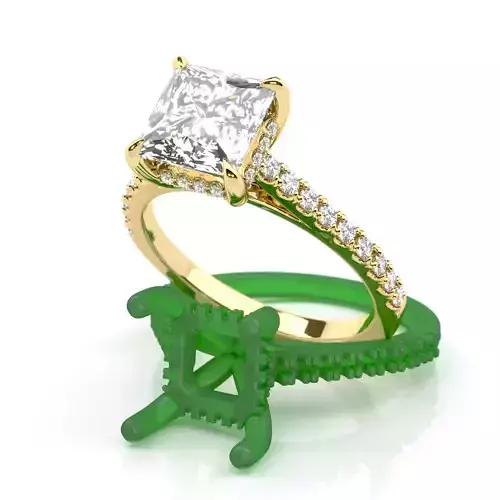 Princess cut diamond engagement ring with belt