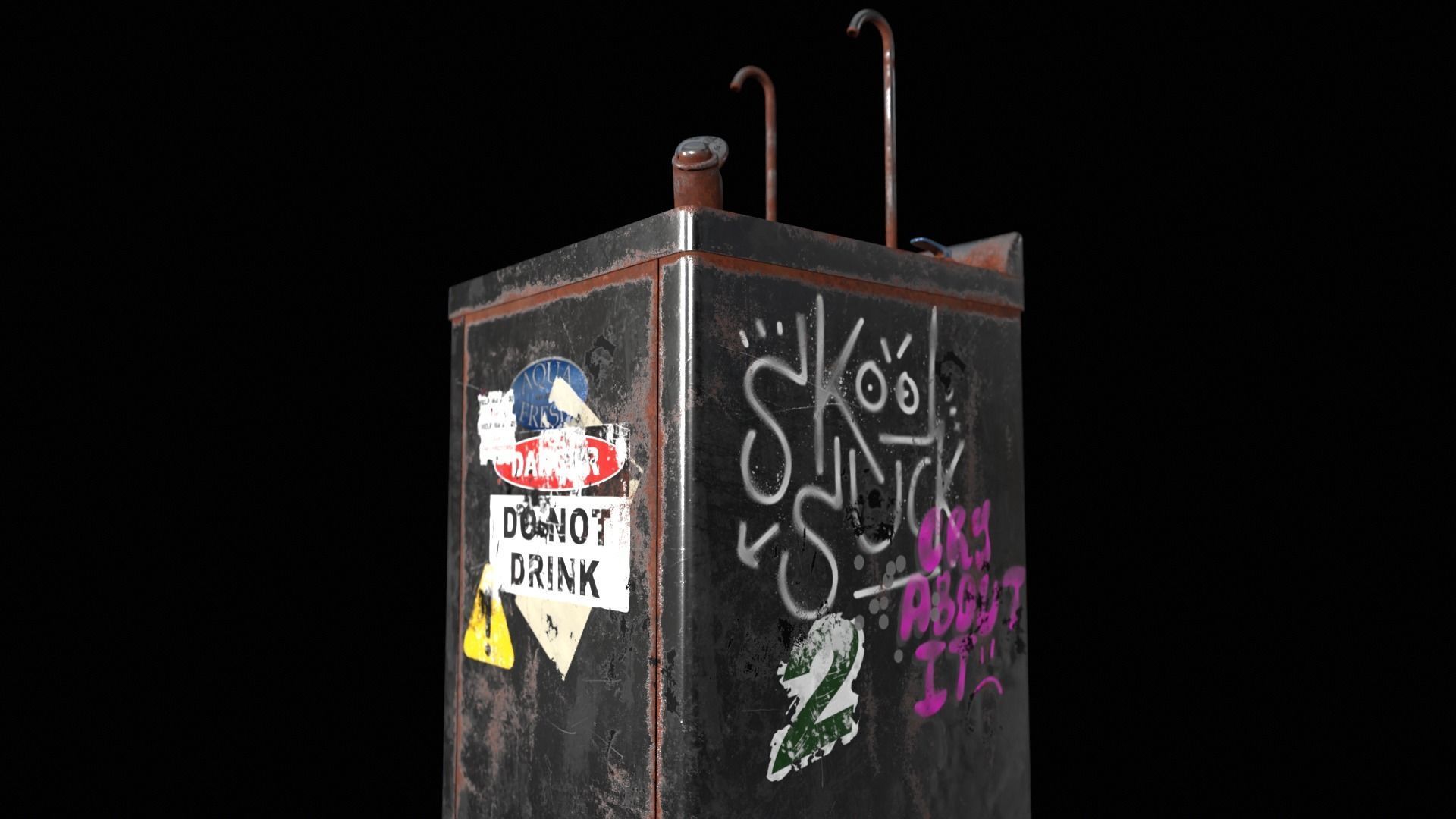 Public Water Dispenser Low-poly 3D model_11