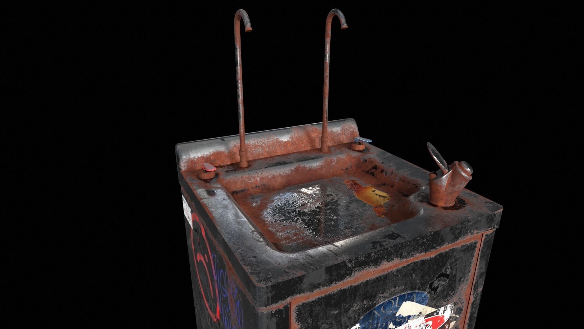 Public Water Dispenser Low-poly 3D model_10