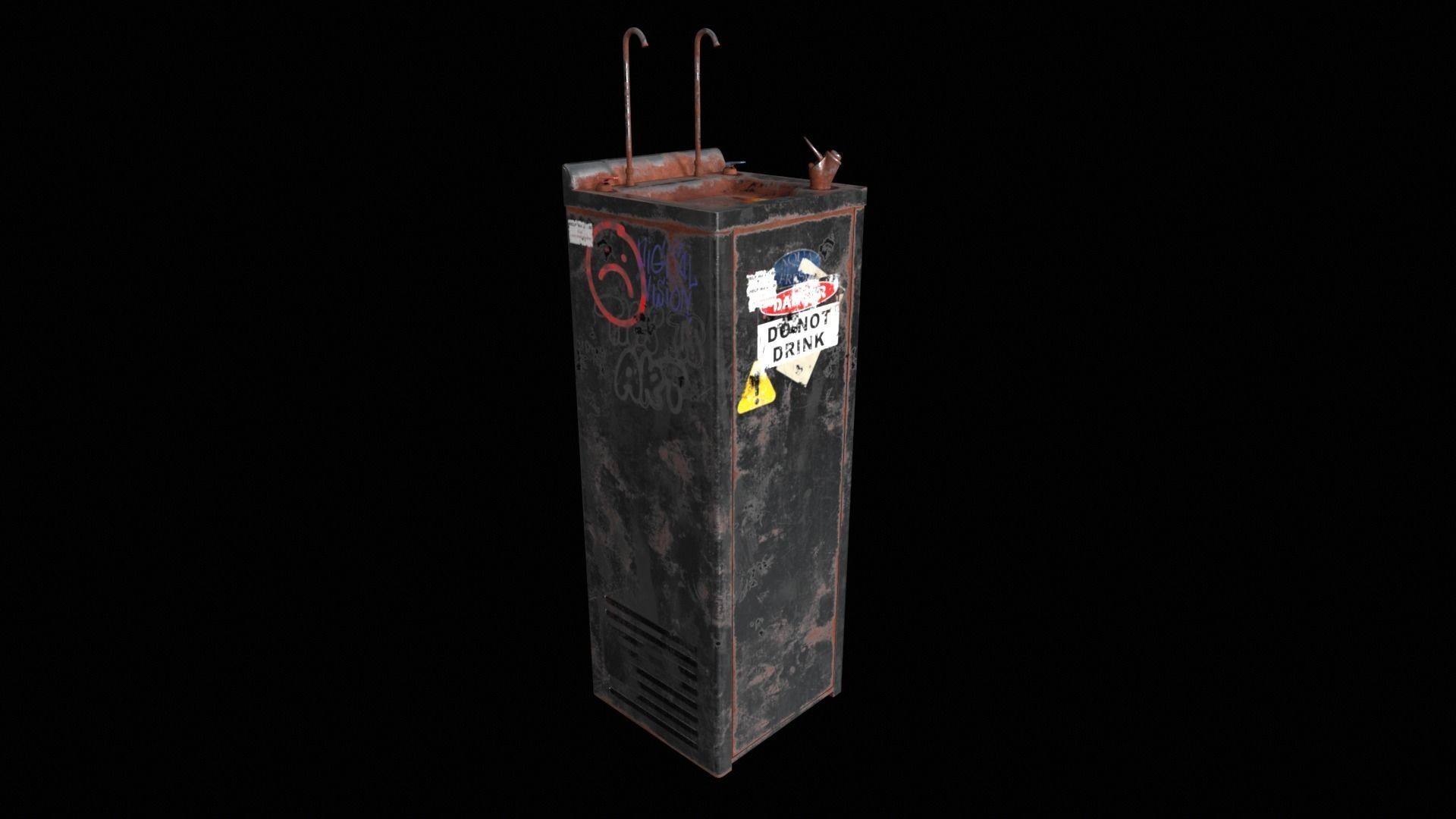 Public Water Dispenser Low-poly 3D model_9