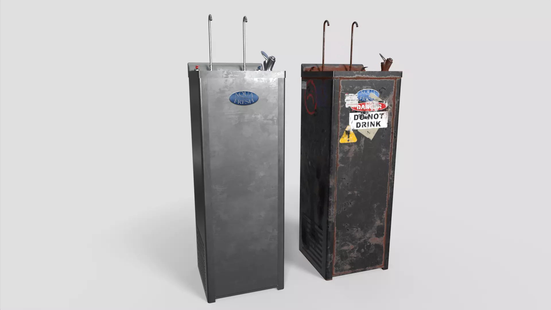 Public Water Dispenser Low-poly 3D model_0