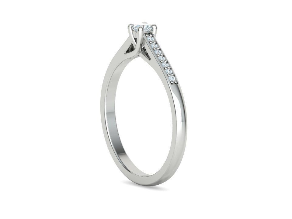 Engagement solitaire 4 prong ring 3mm main stone 3dmodel 3D print model_44