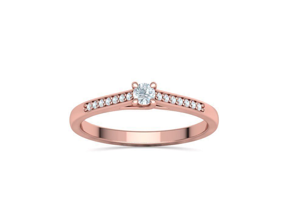 Engagement solitaire 4 prong ring 3mm main stone 3dmodel 3D print model_30