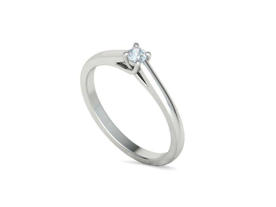 Engagement solitaire 4 prong ring 3mm main stone 3dmodel 3D print model_53