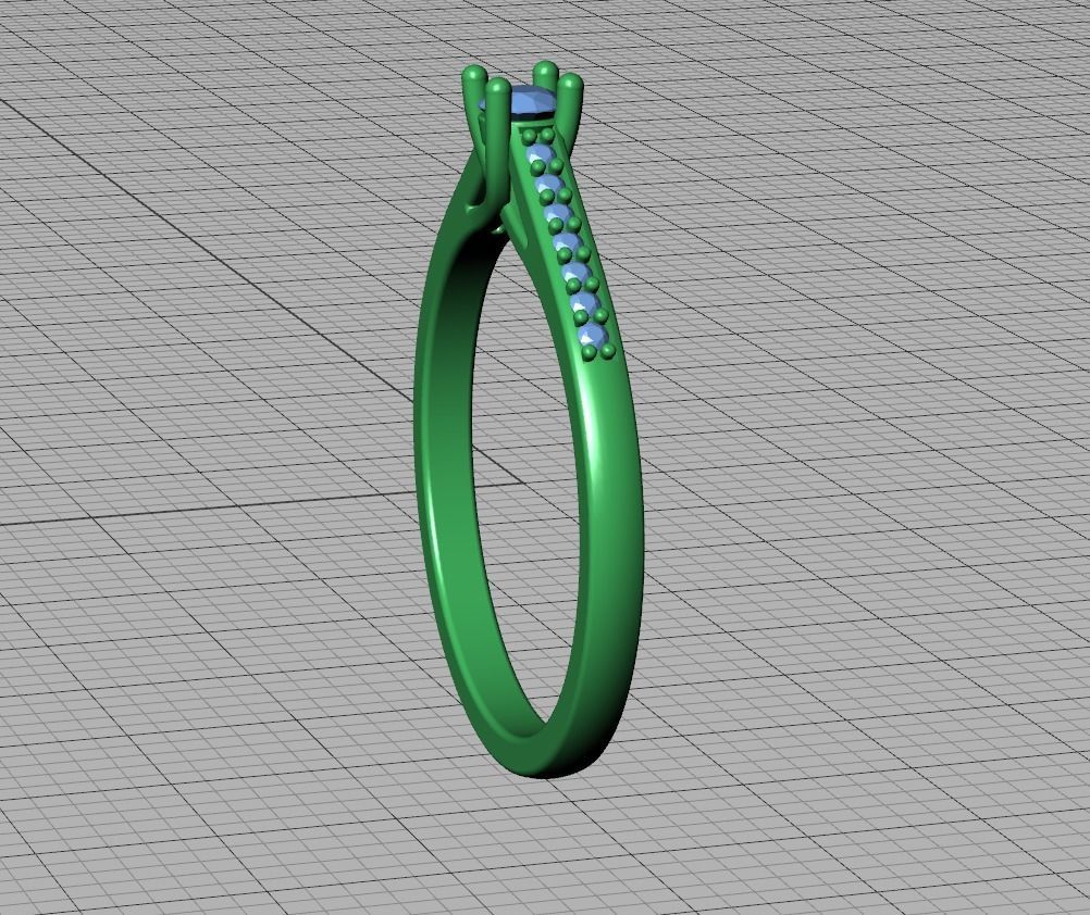 Engagement solitaire 4 prong ring 3mm main stone 3dmodel 3D print model_29