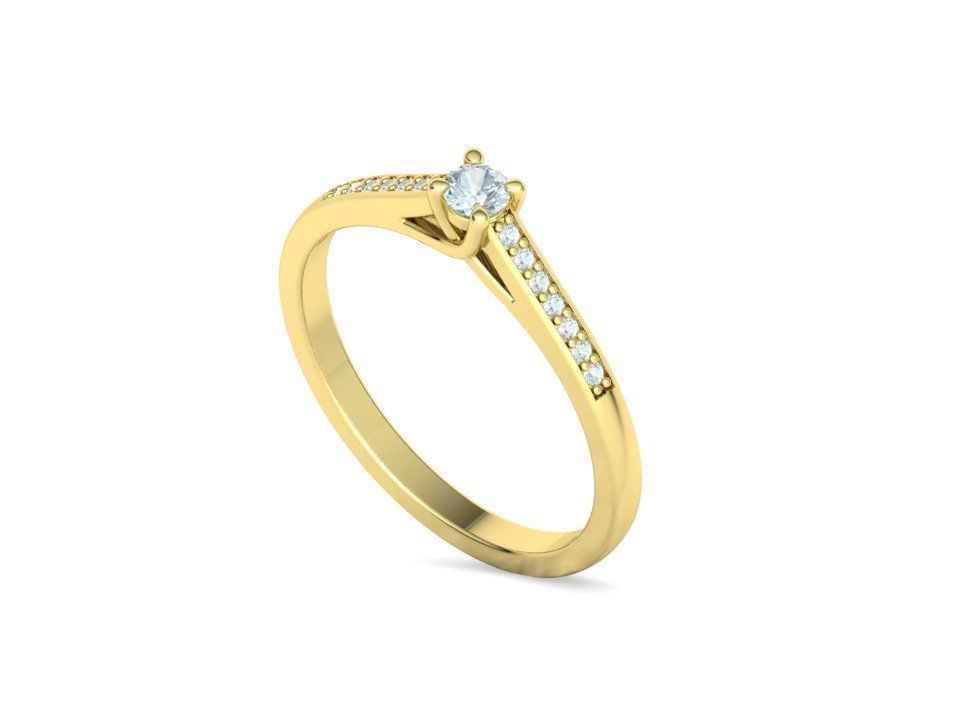 Engagement solitaire 4 prong ring 3mm main stone 3dmodel 3D print model_49