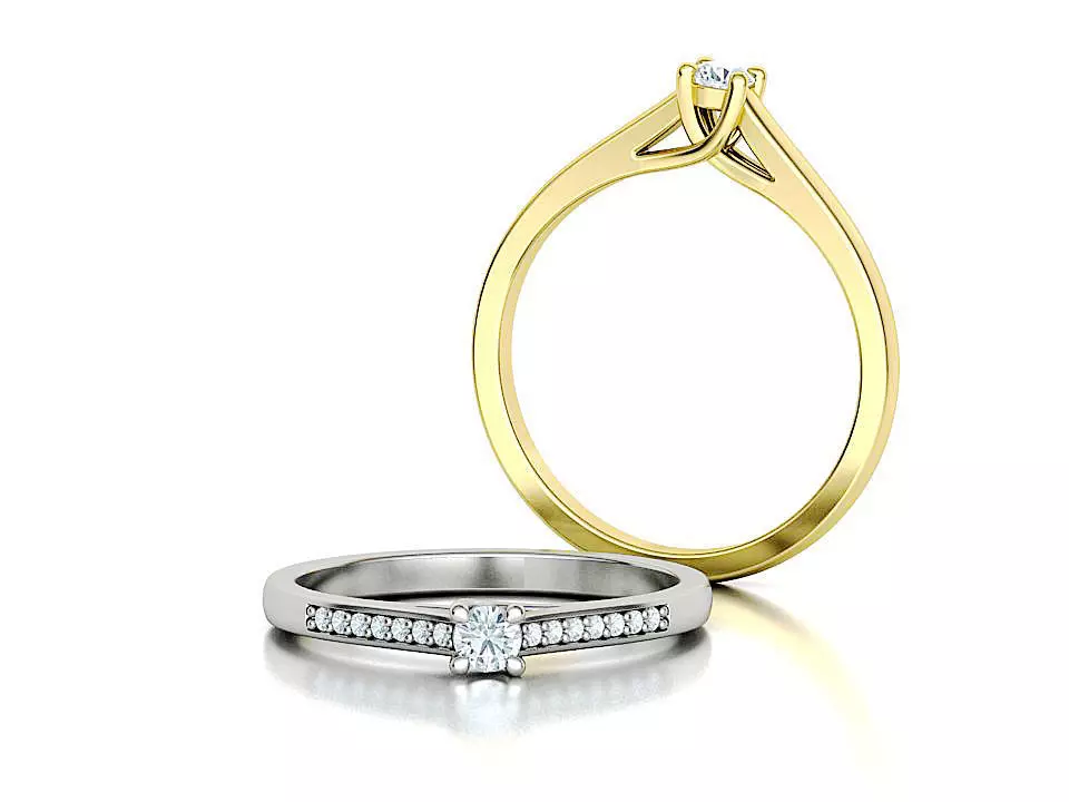 Engagement solitaire 4 prong ring 3mm main stone 3dmodel 3D print model_0