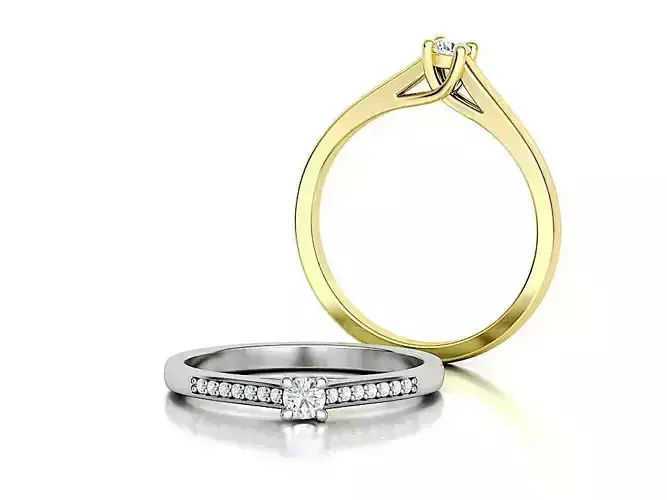 Engagement solitaire 4 prong ring 3mm main stone 3dmodel 3D print model