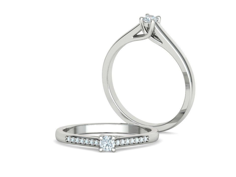 Engagement solitaire 4 prong ring 3mm main stone 3dmodel 3D print model_6