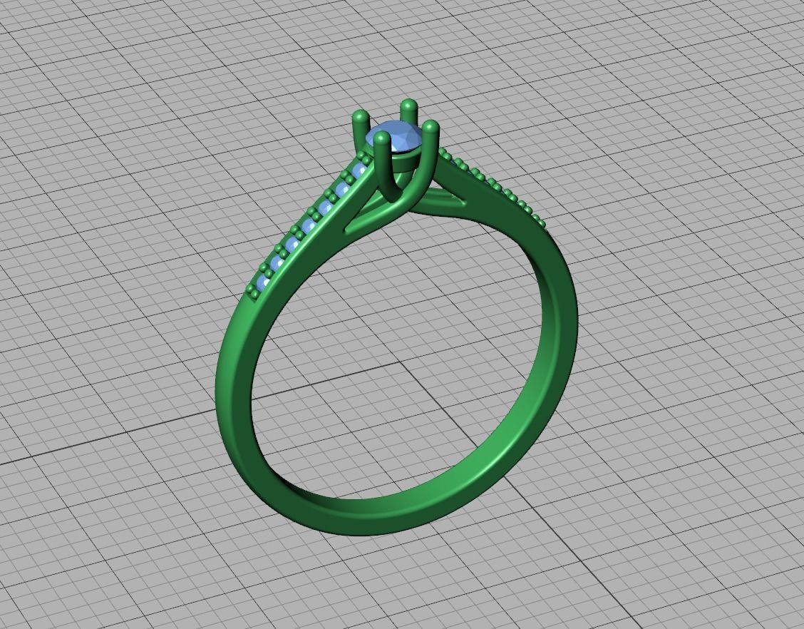 Engagement solitaire 4 prong ring 3mm main stone 3dmodel 3D print model_25