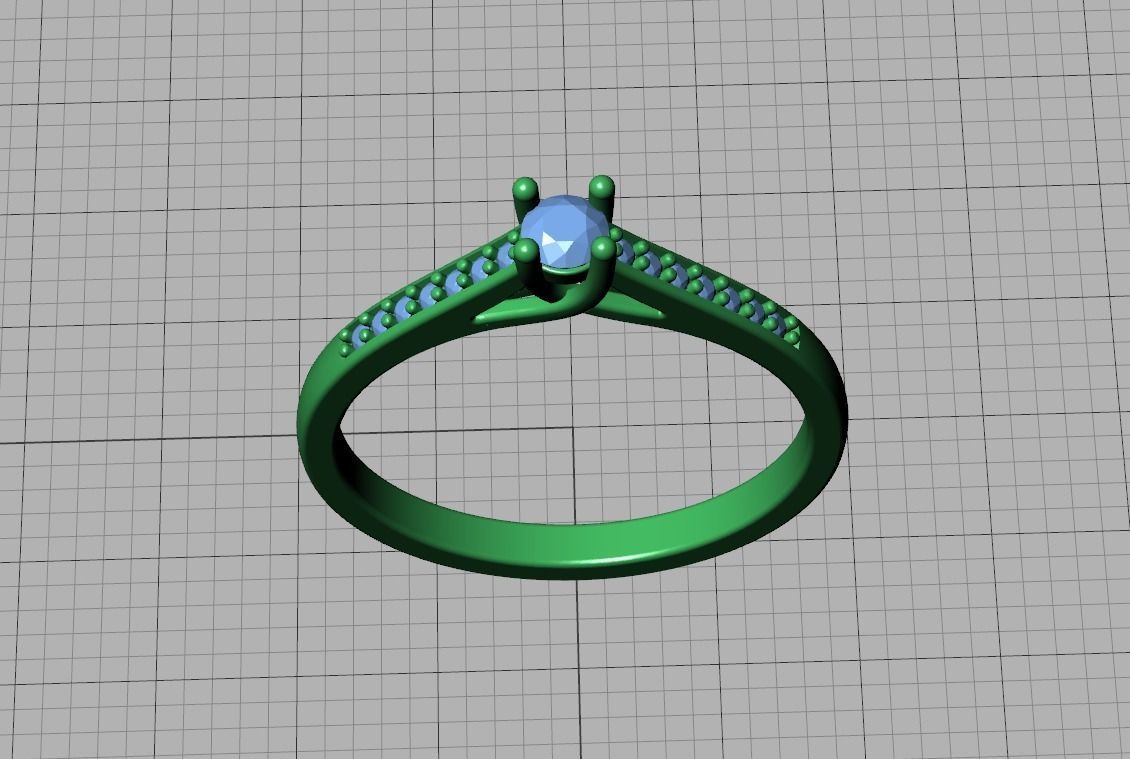 Engagement solitaire 4 prong ring 3mm main stone 3dmodel 3D print model_27