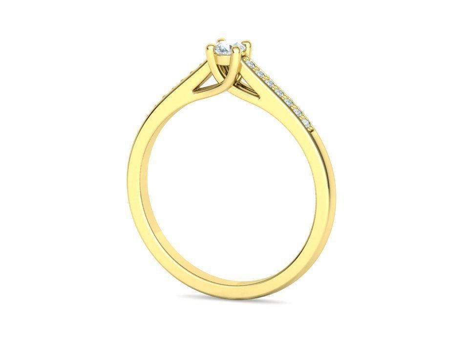 Engagement solitaire 4 prong ring 3mm main stone 3dmodel 3D print model_37