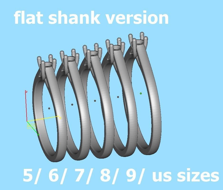 Engagement solitaire 4 prong ring 3mm main stone 3dmodel 3D print model_21