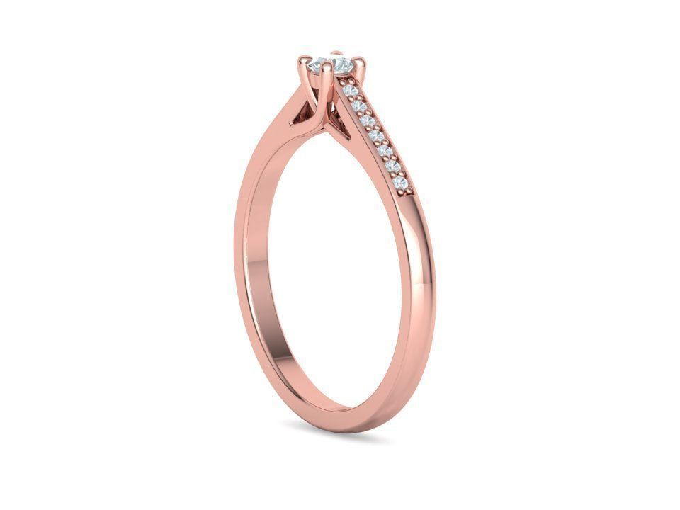 Engagement solitaire 4 prong ring 3mm main stone 3dmodel 3D print model_42