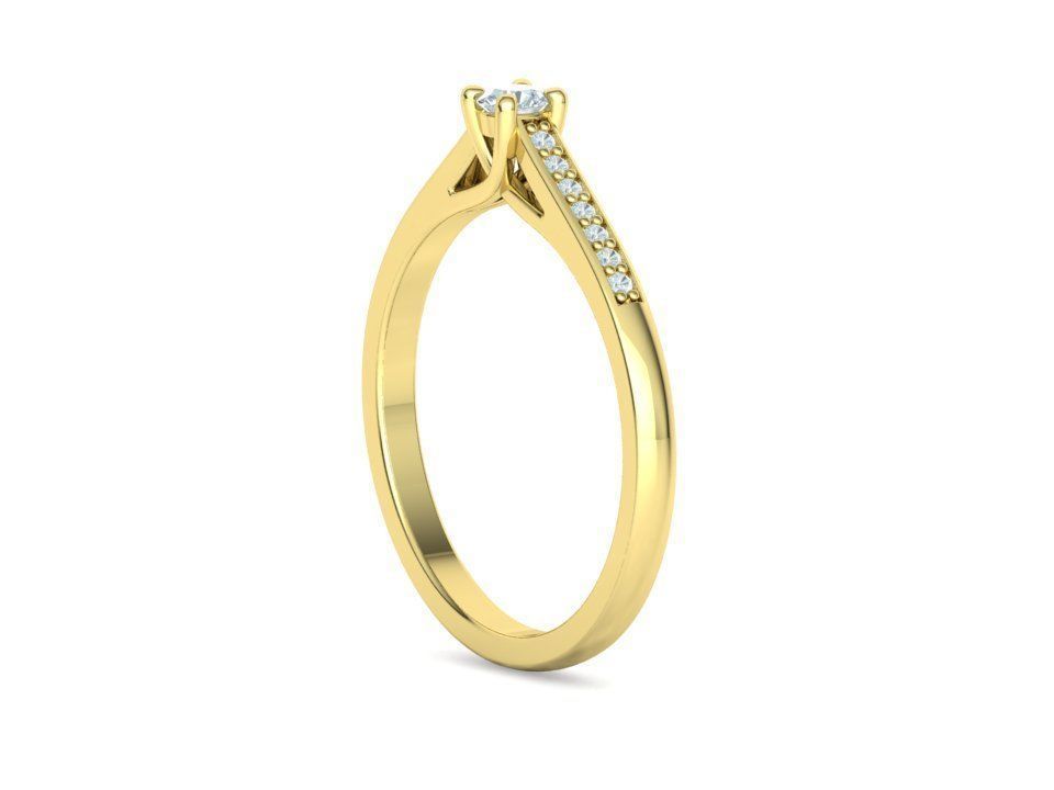 Engagement solitaire 4 prong ring 3mm main stone 3dmodel 3D print model_43