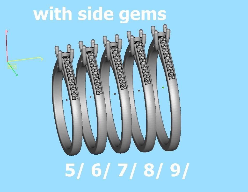 Engagement solitaire 4 prong ring 3mm main stone 3dmodel 3D print model_20