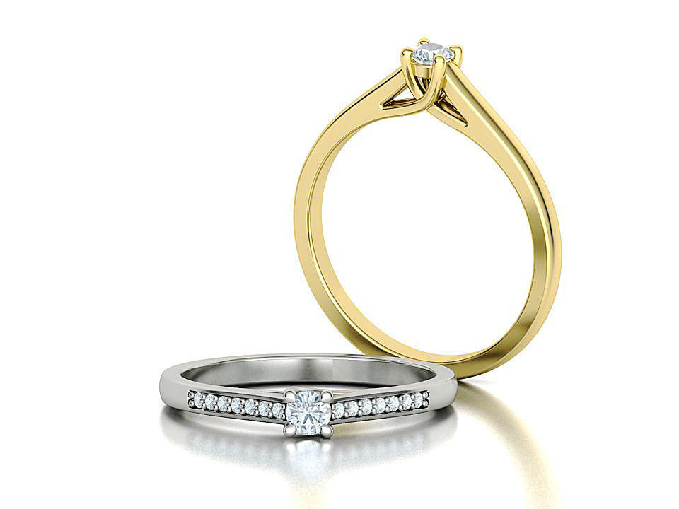 Engagement solitaire 4 prong ring 3mm main stone 3dmodel 3D print model_3