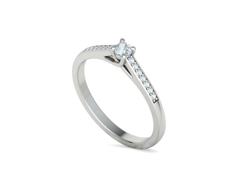 Engagement solitaire 4 prong ring 3mm main stone 3dmodel 3D print model_50