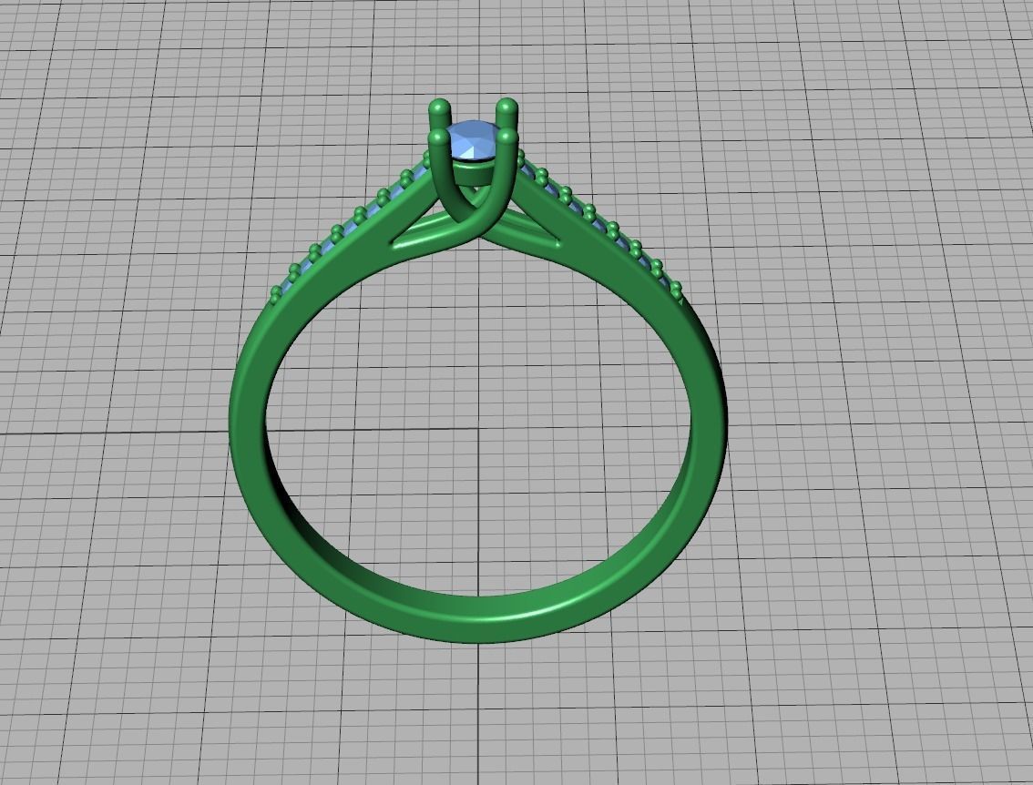 Engagement solitaire 4 prong ring 3mm main stone 3dmodel 3D print model_26